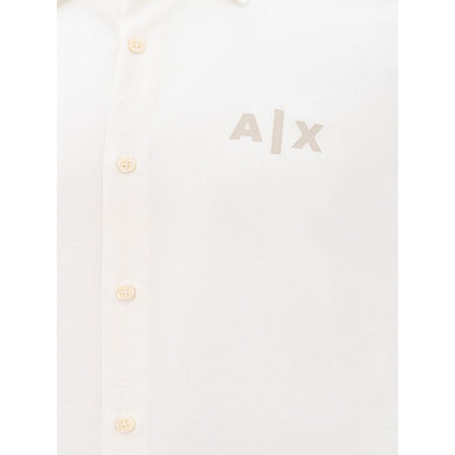 Armani Exchange Elegant White Viscose Shirt for Men - M