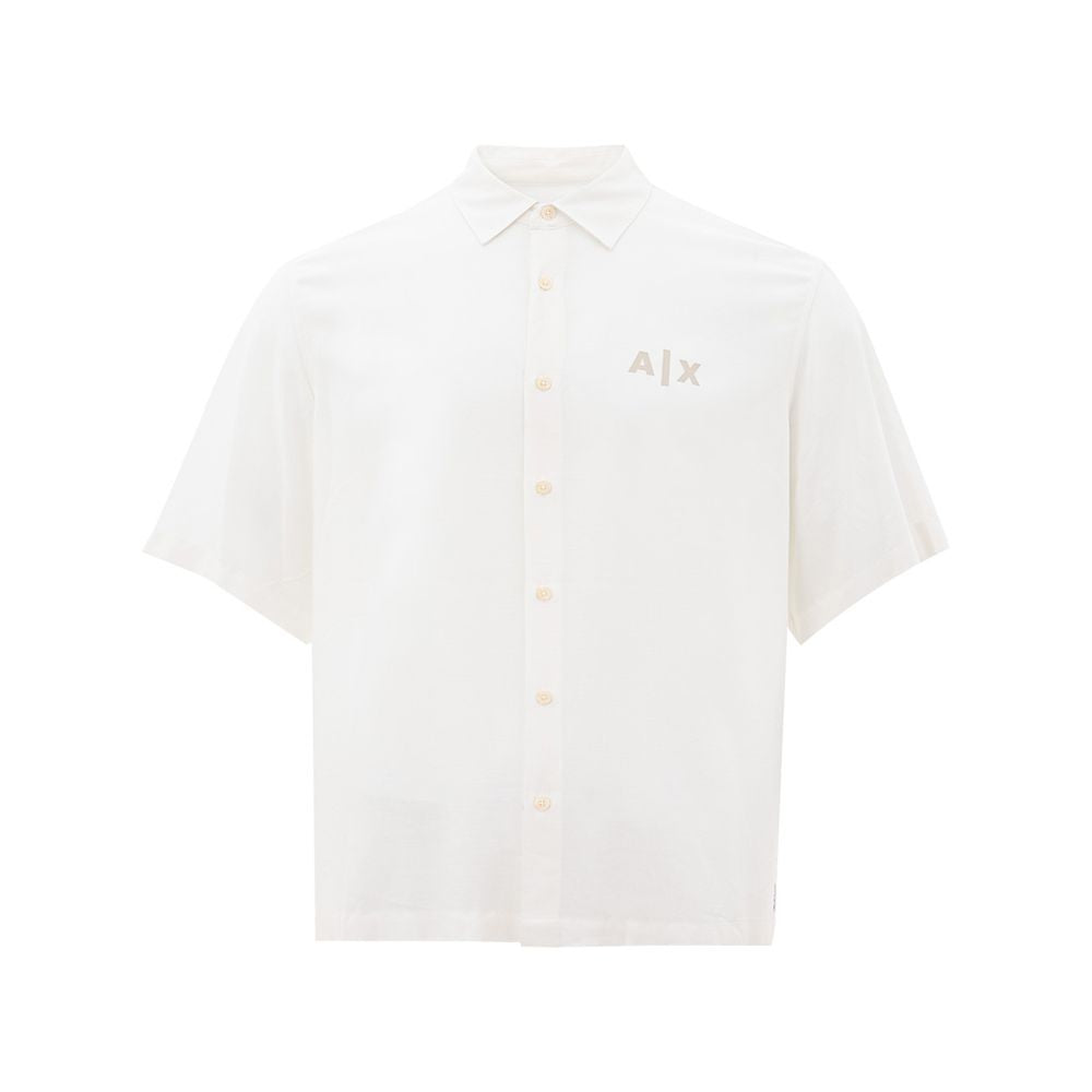 Armani Exchange Elegant White Viscose Shirt for Men - M