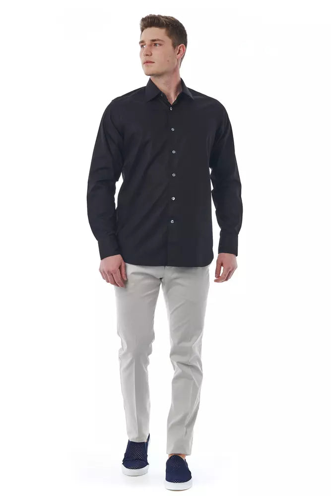 Bagutta Black Cotton Men Shirt - IT44 | XS