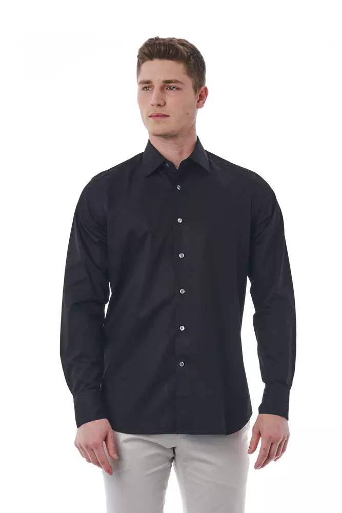 Bagutta Black Cotton Men Shirt - IT44 | XS