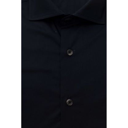 Bagutta Blue Cotton Men Shirt with French Collar