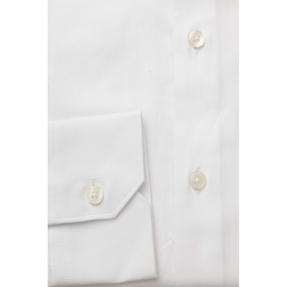 Bagutta Elegant White Cotton French Collar Shirt - IT41 | L