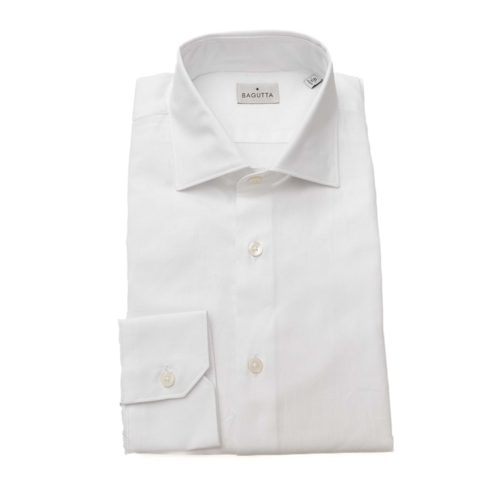 Bagutta Elegant White Cotton French Collar Shirt - IT41 | L