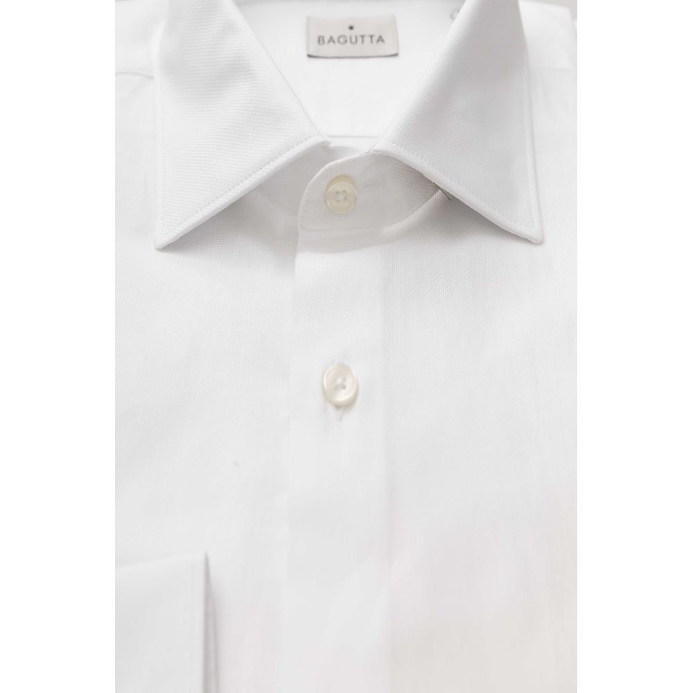 Bagutta Elegant White Cotton French Collar Shirt - IT41 | L