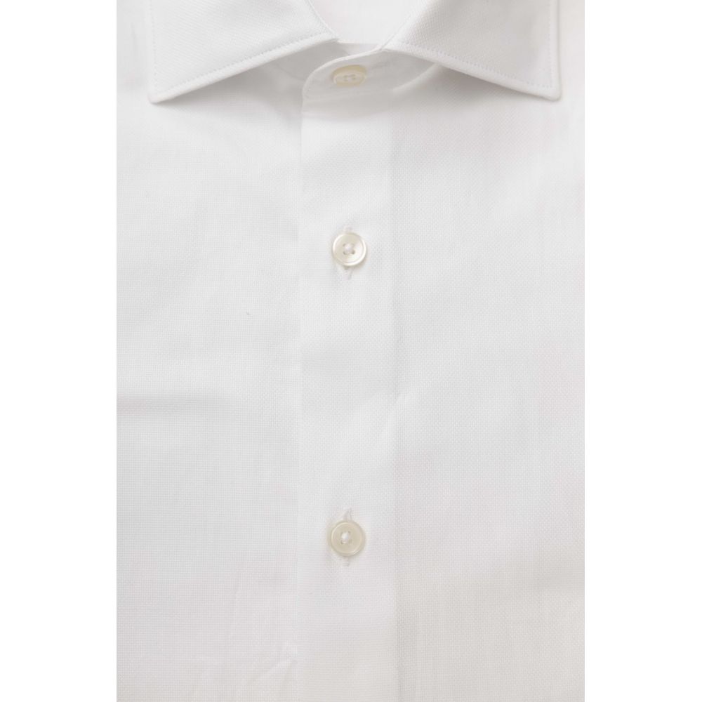 Bagutta Elegant White Cotton French Collar Shirt - IT41 | L