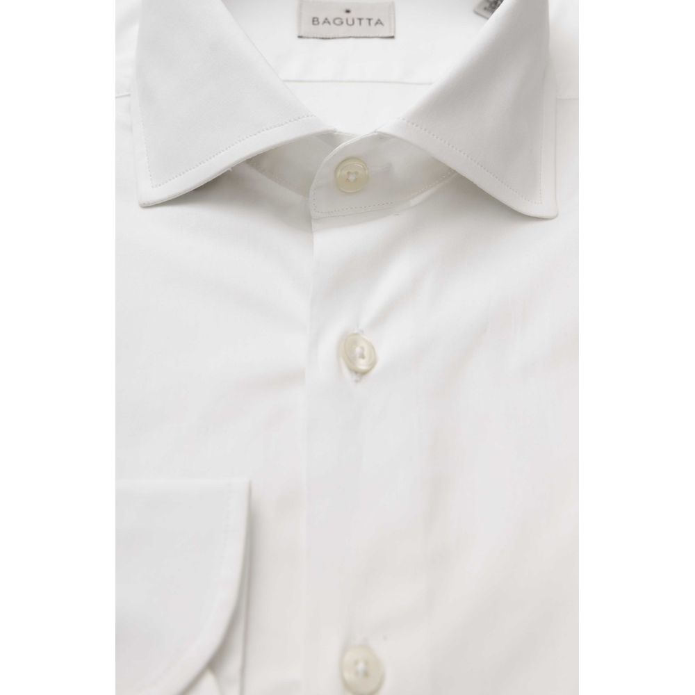 Bagutta White Cotton Men Shirt Slim Fit With French Collar