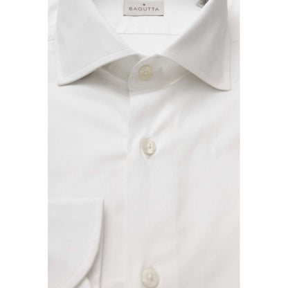 Bagutta White Cotton Men Shirt Slim Fit With French Collar