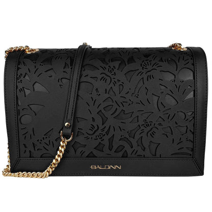 Baldinini Trend Black Calfskin Women Crossbody Bag