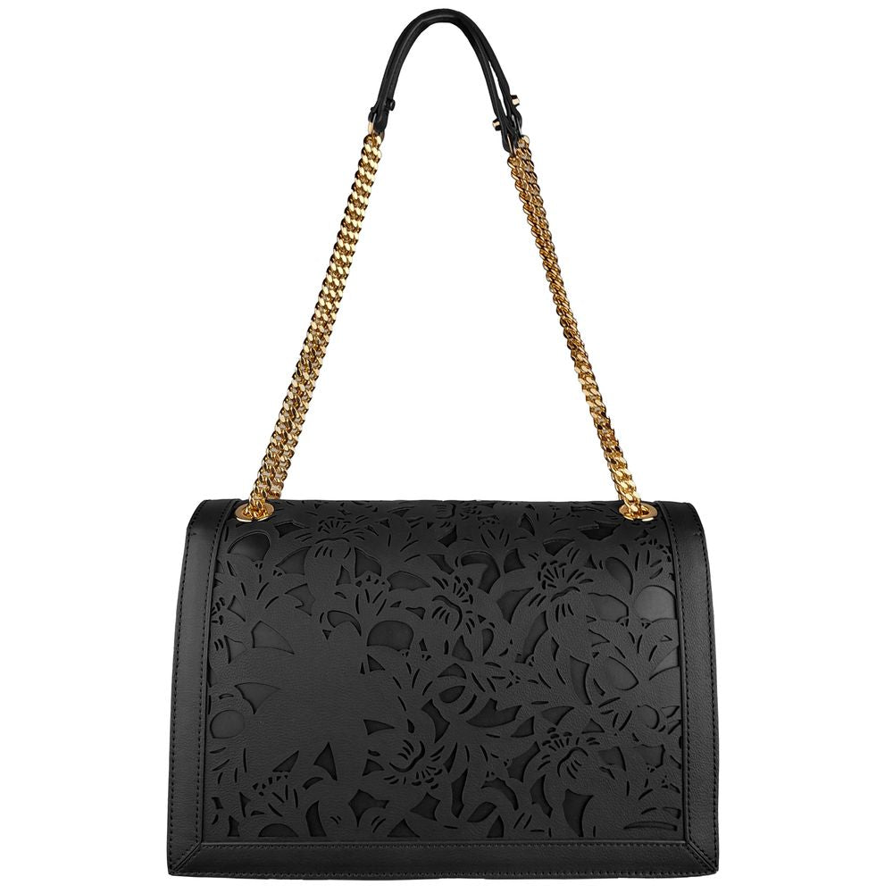 Baldinini Trend Black Calfskin Women Crossbody Bag