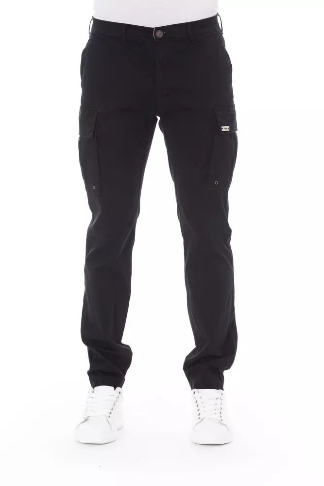 Baldinini Trend Sleek Black Cargo Trousers - Stretch Cotton Blend - W32