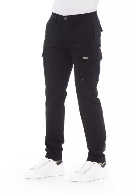 Baldinini Trend Sleek Black Cargo Trousers - Stretch Cotton Blend - W32