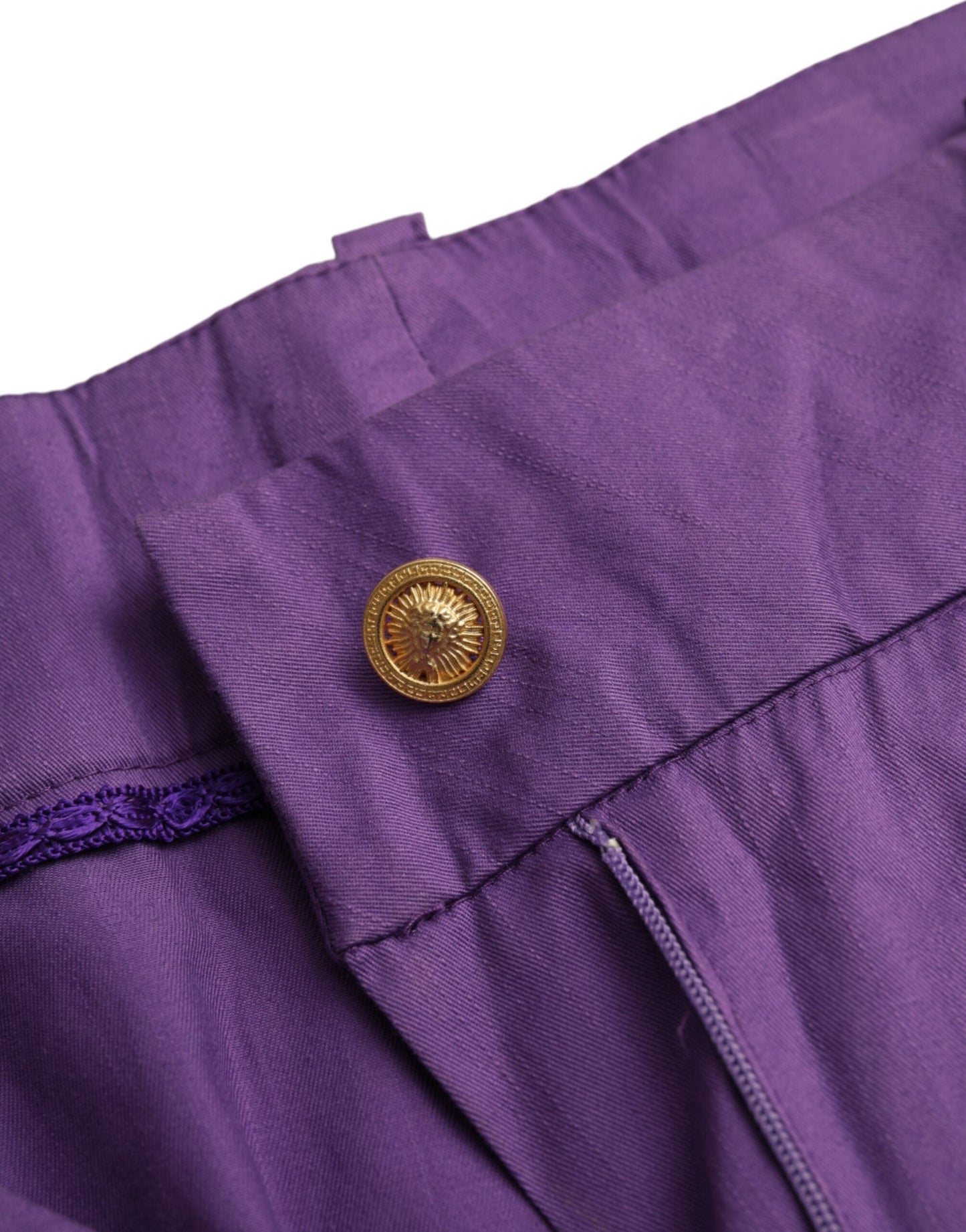 BENCIVENGA Purple Cotton MidWaist Straight Cropped Pants - IT48|XXL