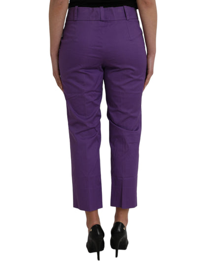 BENCIVENGA Purple Cotton MidWaist Straight Cropped Pants - IT48|XXL