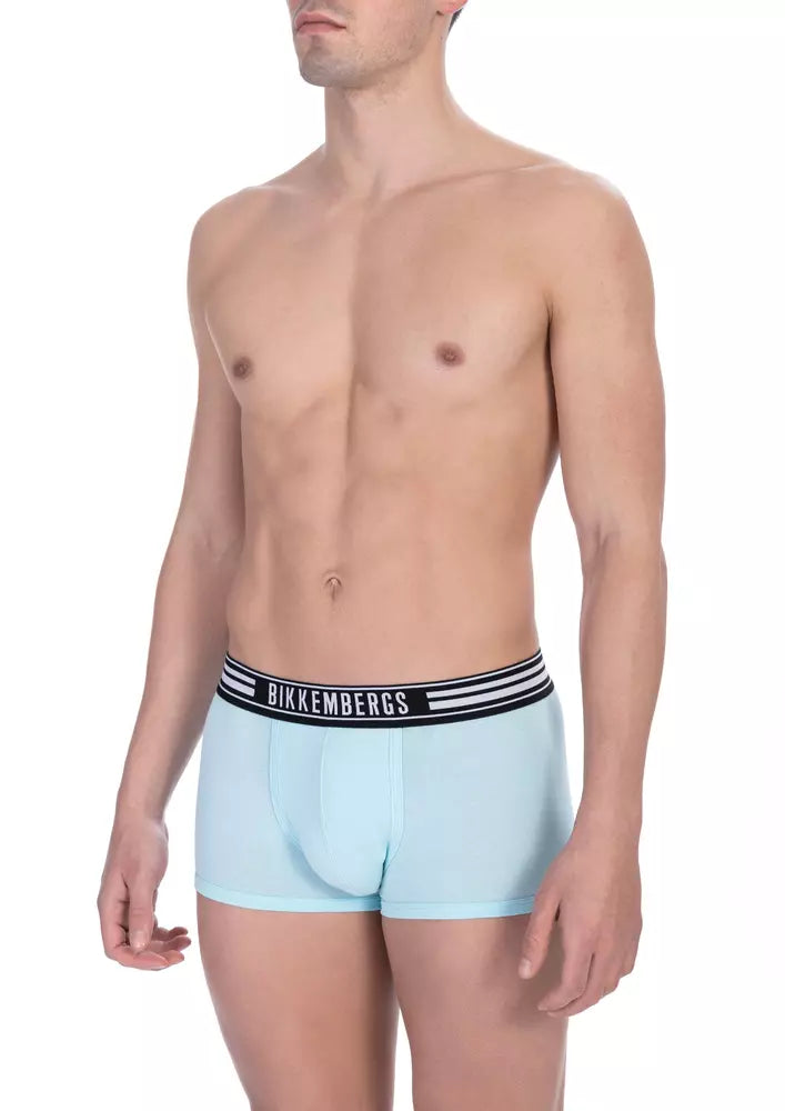 Bikkembergs Light Blue Cotton Men Underwear Trunk Set