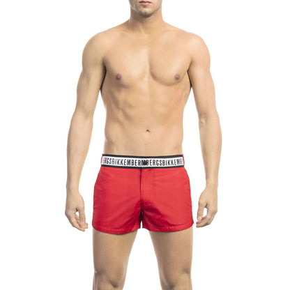 Bikkembergs Red Polyamide Men Swim Short - M