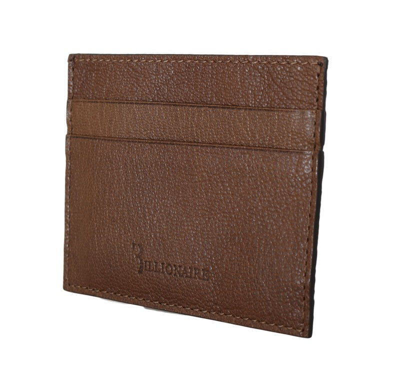 Billionaire Italian Couture Elegant Leather Men’s Wallet in Brown