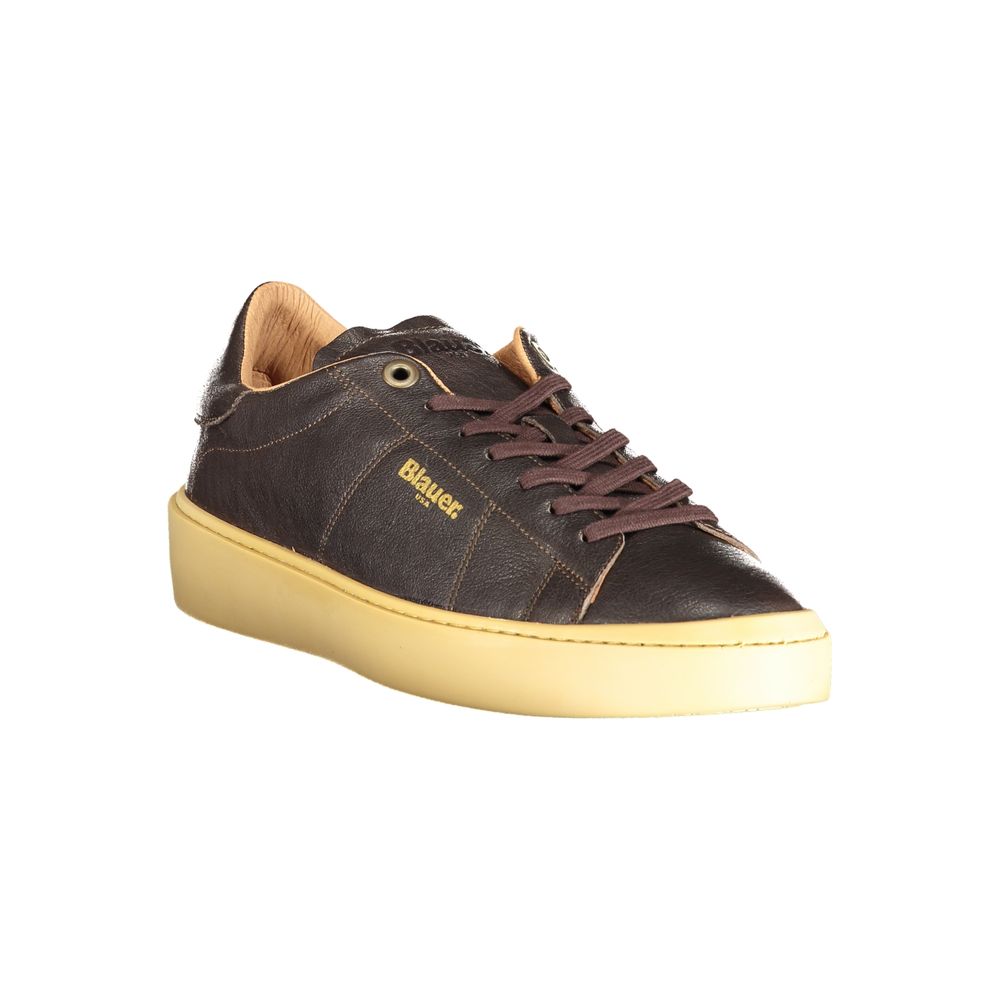 Blauer Brown Leather Men Sneaker - EU40/US7