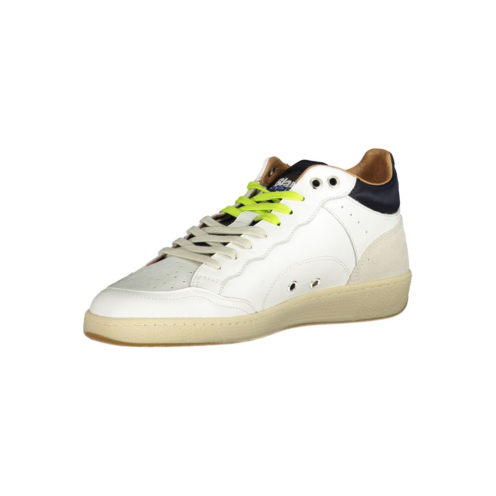 Blauer White Leather Men Sneaker