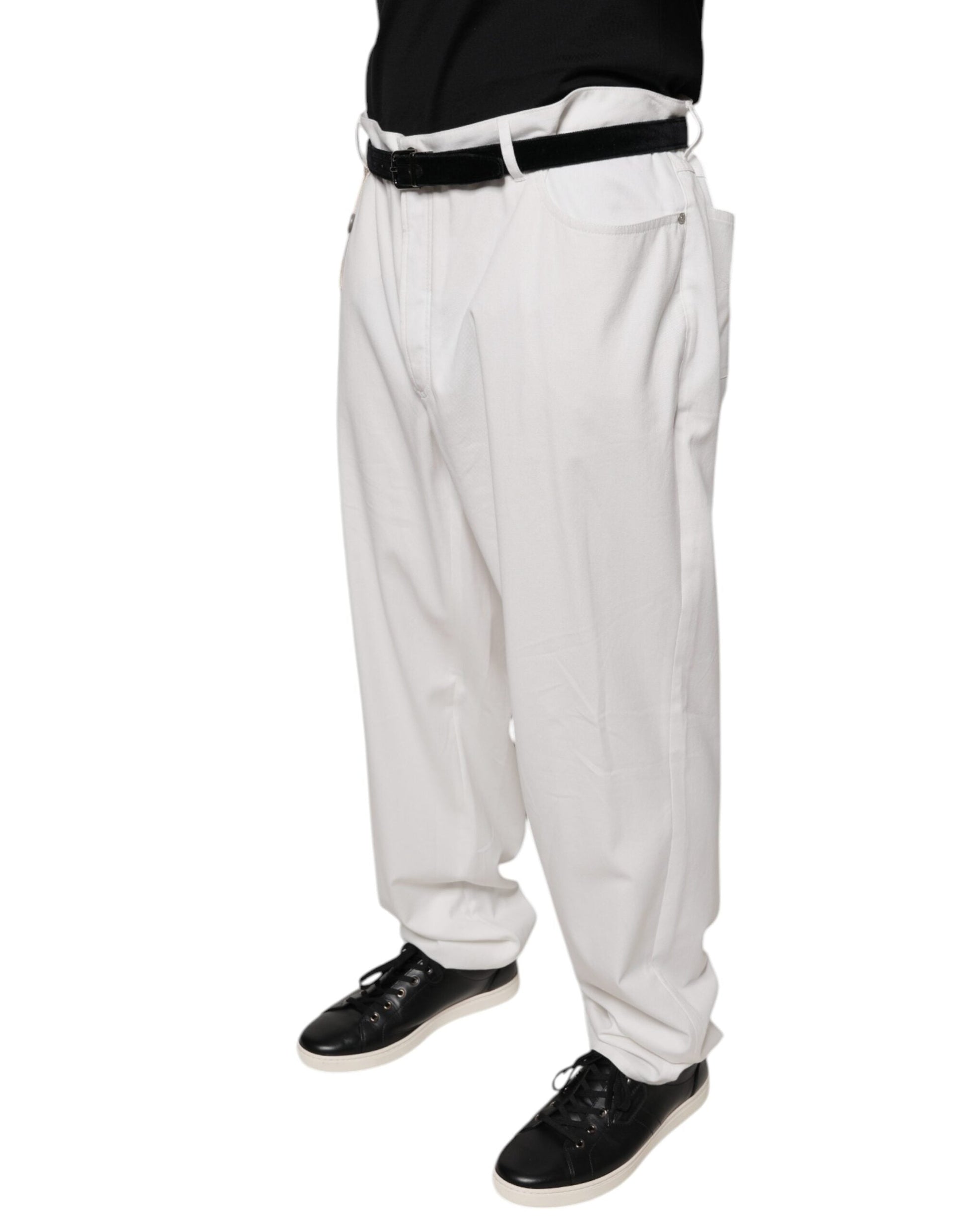 Brunello Cucinelli White Cotton Men Dress Tapered Pants - 64