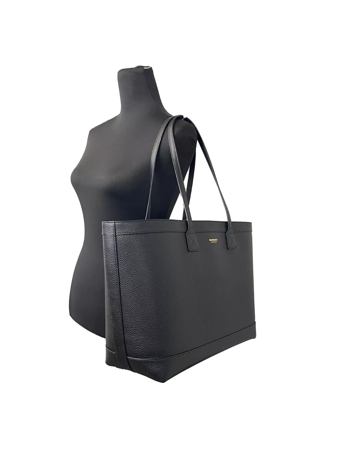 Burberry Medium Grainy Leather Black Tote Bag Purse