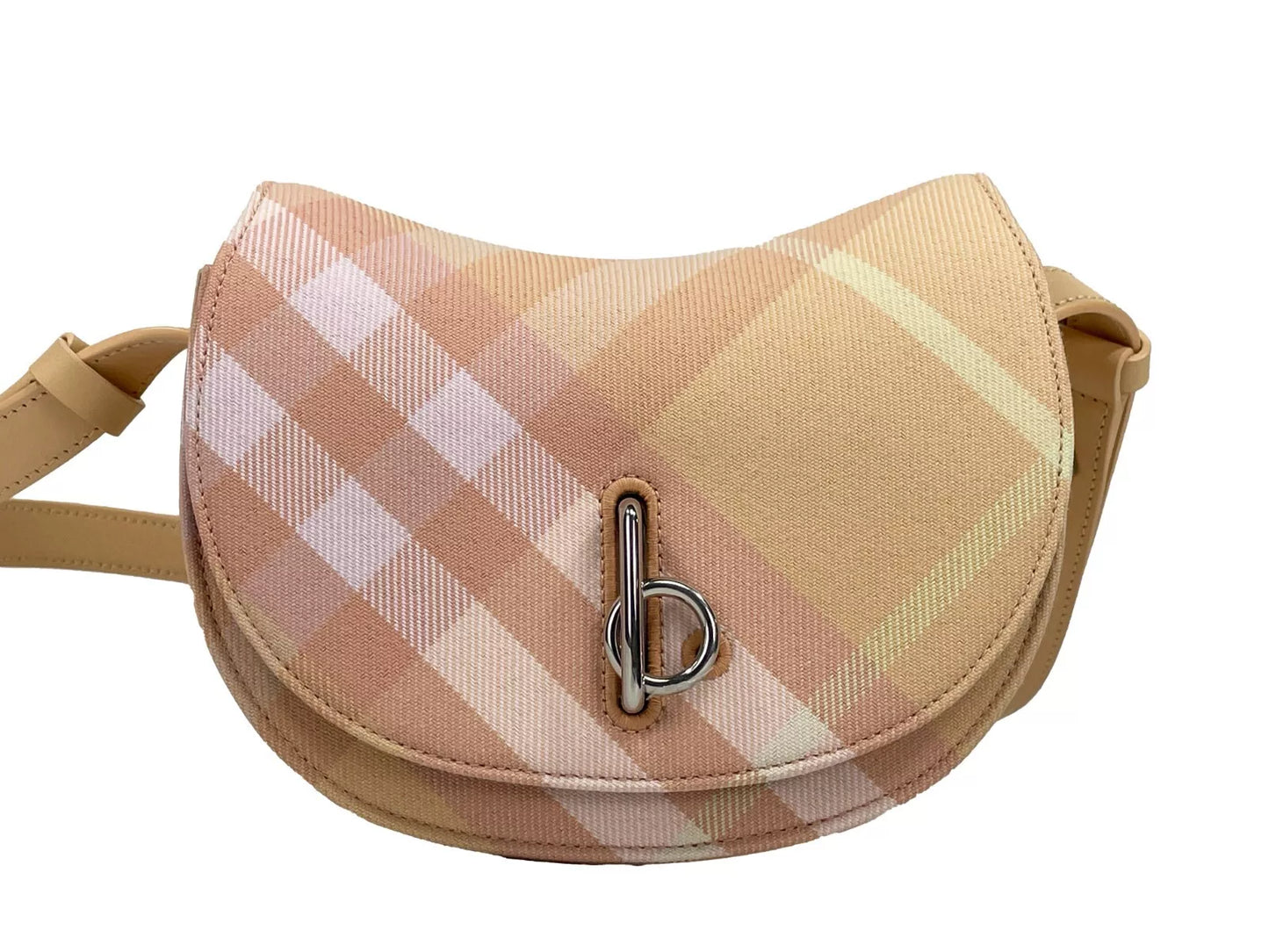 Burberry Mini Check Rocking Horse Crossbody Bag Purse Peach