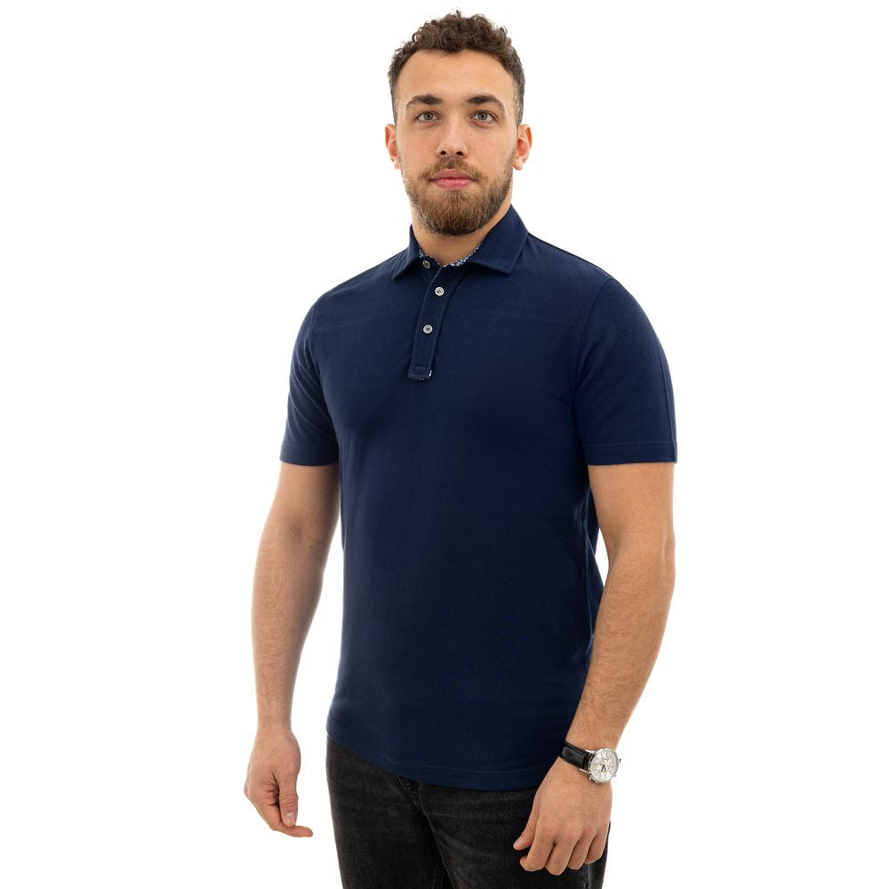 Canali Blue Cotton Polo Shirt - IT50 | L