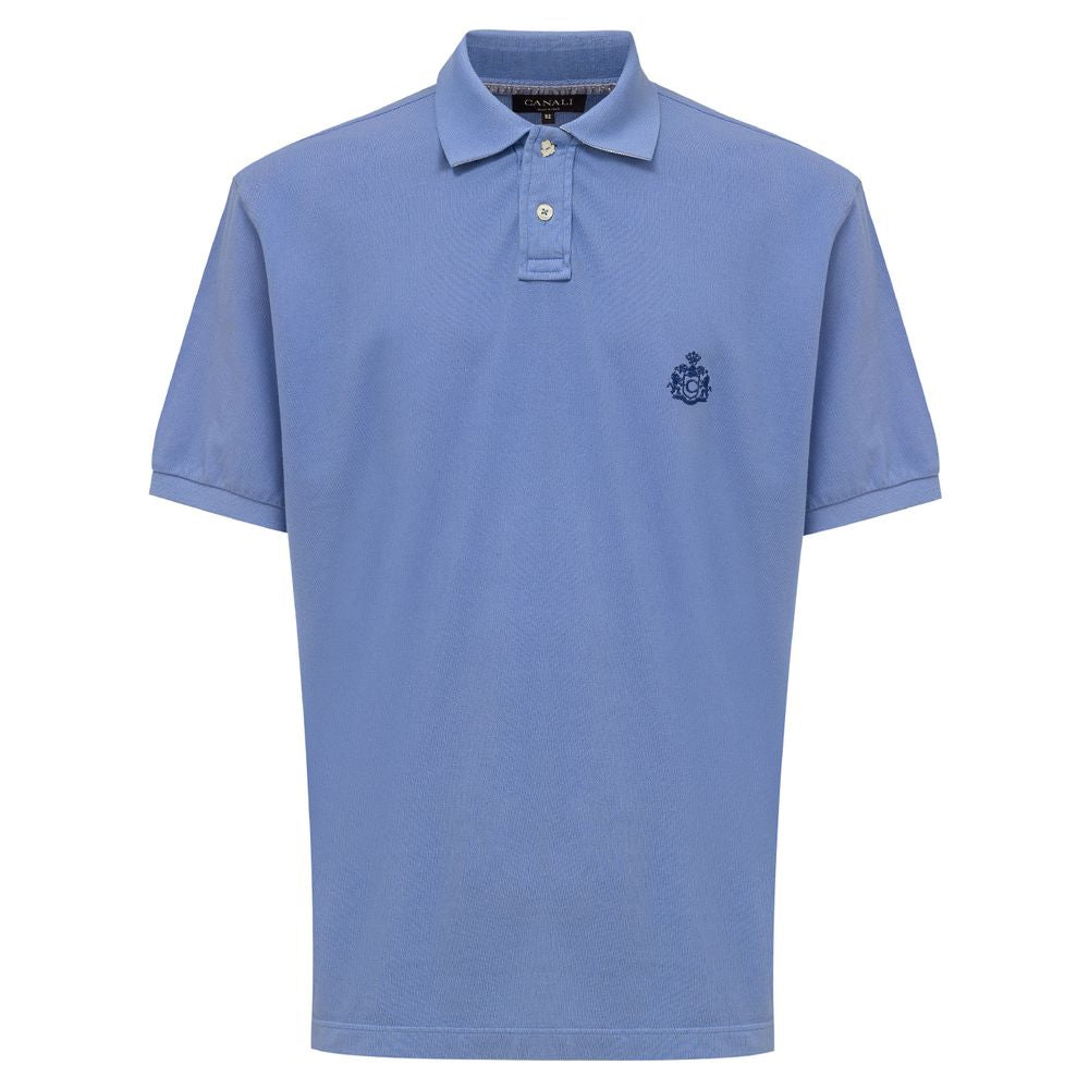 Canali Light Blue Cotton Polo Shirt - IT52 | XL