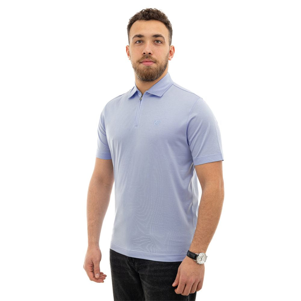 Canali Light Blue Cotton Polo Shirt - IT52 | XL