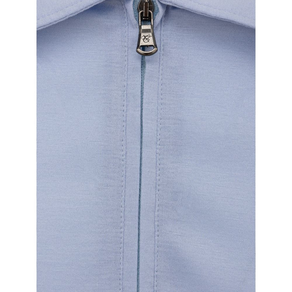 Canali Light Blue Cotton Polo Shirt - IT52 | XL