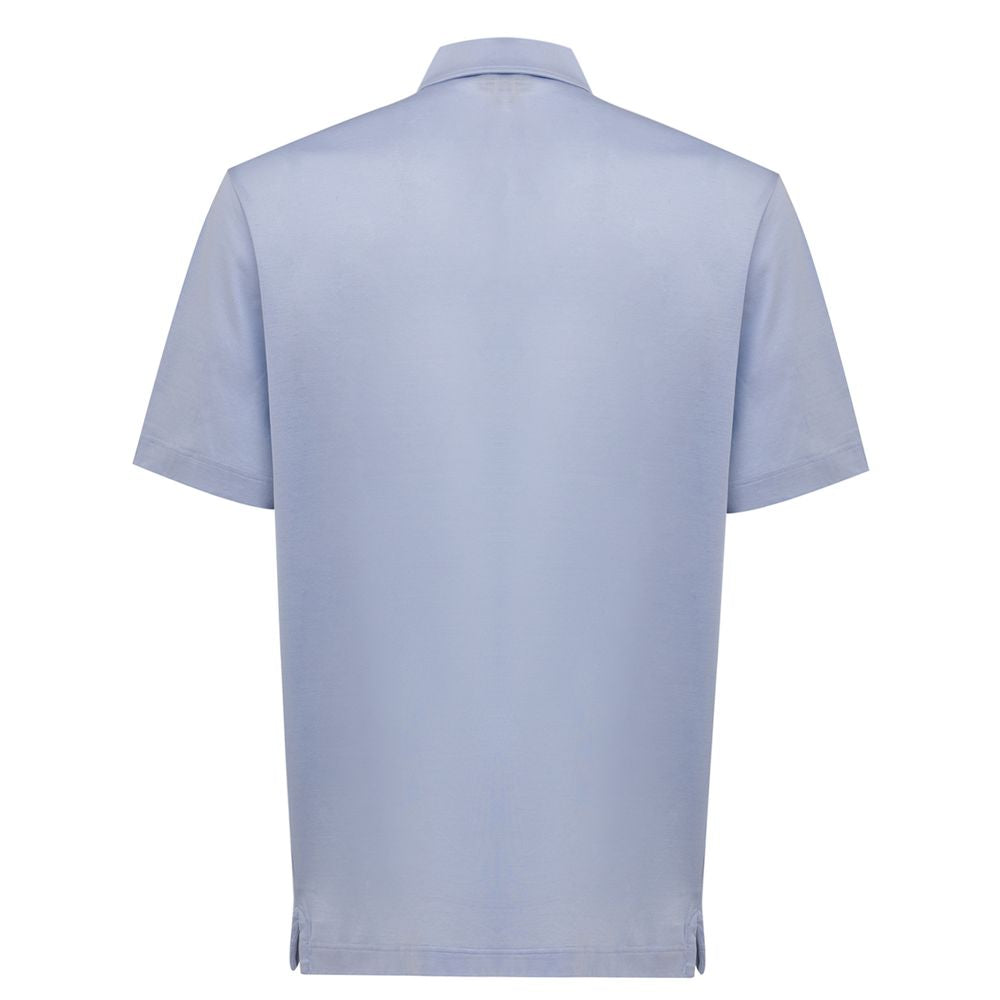 Canali Light Blue Cotton Polo Shirt - IT52 | XL