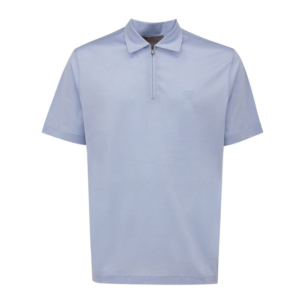 Canali Light Blue Cotton Polo Shirt - IT52 | XL