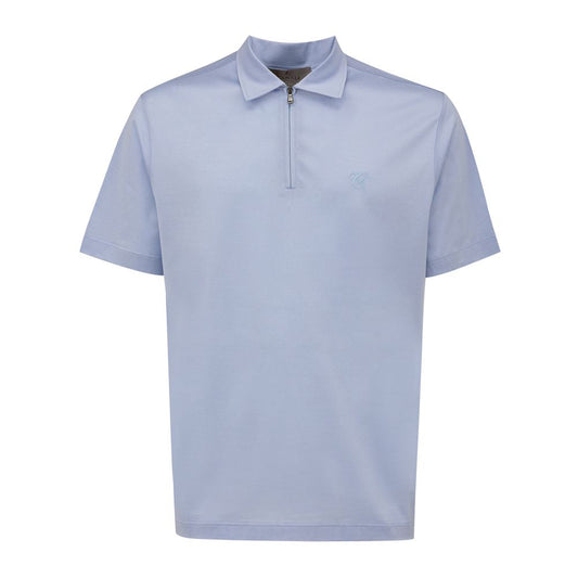 Canali Light Blue Cotton Polo Shirt - IT52 | XL