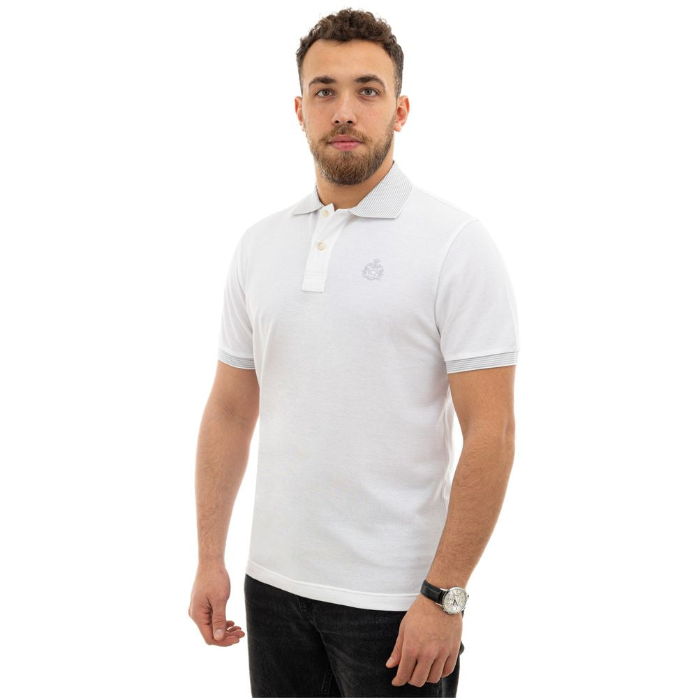 Canali White Cotton Polo Shirt - IT50 | L