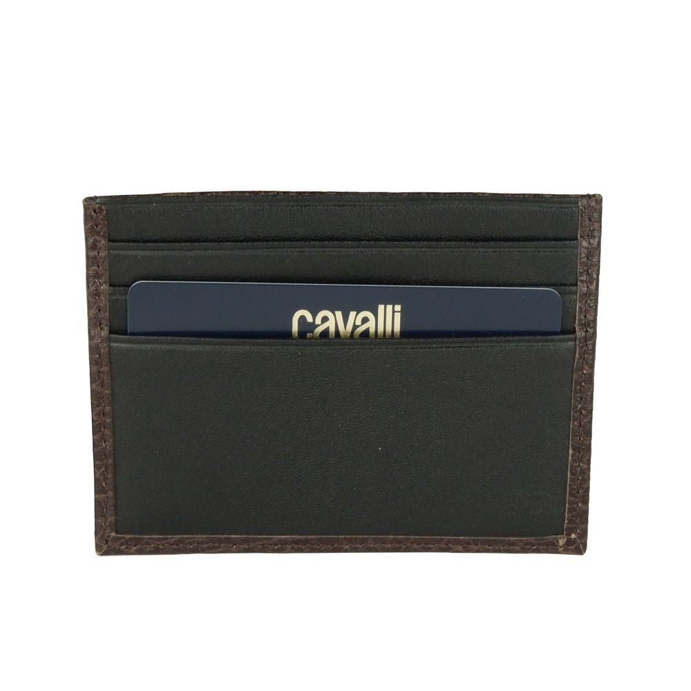 Cavalli Class Brown Calfskin Men Card Holder