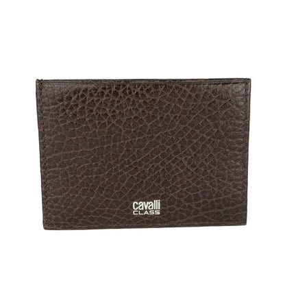 Cavalli Class Brown Calfskin Men Card Holder