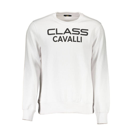 Cavalli Class White Cotton Men Sweater - XXL