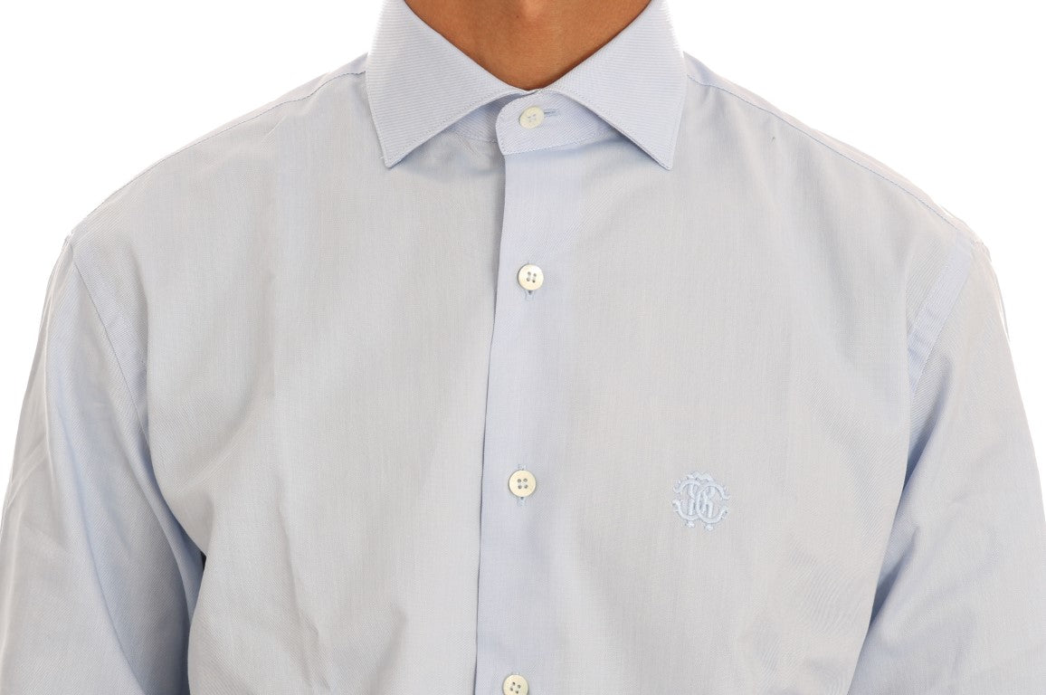 Cavalli Light Blue Cotton Dress Shirt - 39