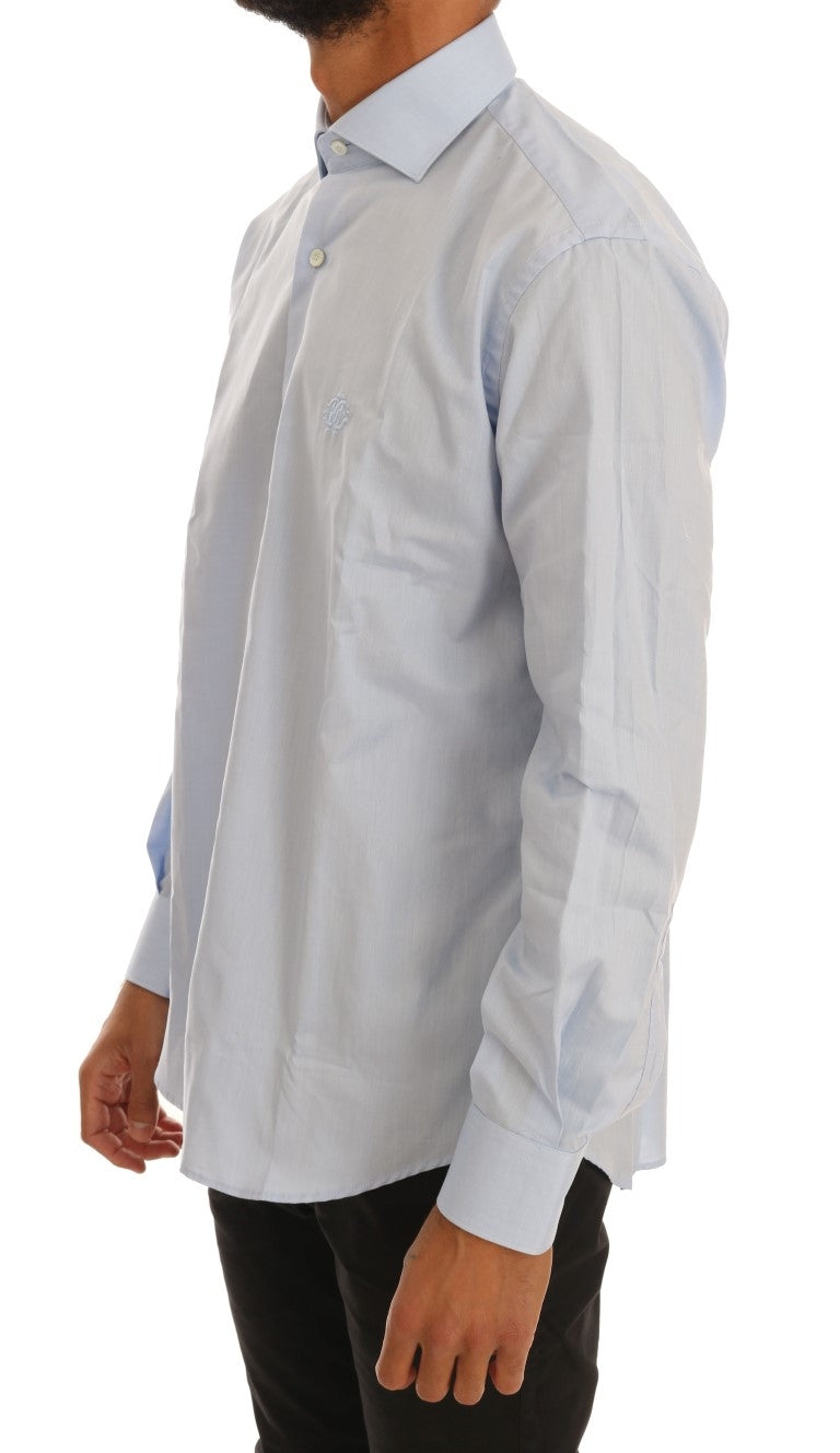 Cavalli Light Blue Cotton Dress Shirt - 39