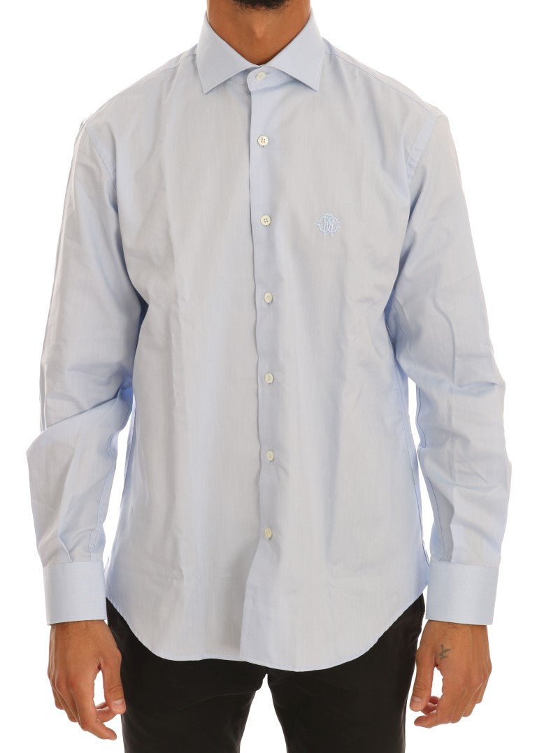 Cavalli Light Blue Cotton Dress Shirt - 39