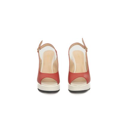 Cerruti 1881 Red Leather Women Sandal - EU38/US8