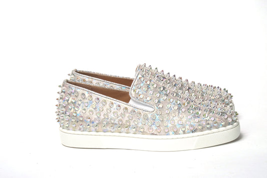 Christian Louboutin White Ab/Clear Ab Roller Boat Woman Flat Sneaker - EU35.5/US5