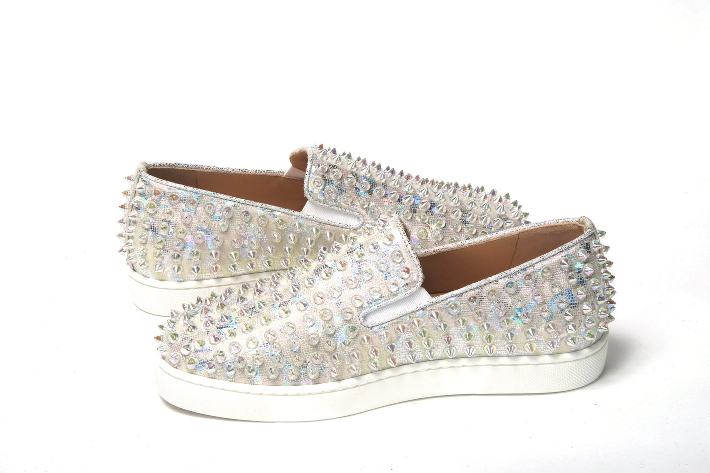 Christian Louboutin White Ab/Clear Ab Roller Boat Woman Flat Sneaker - EU35.5/US5