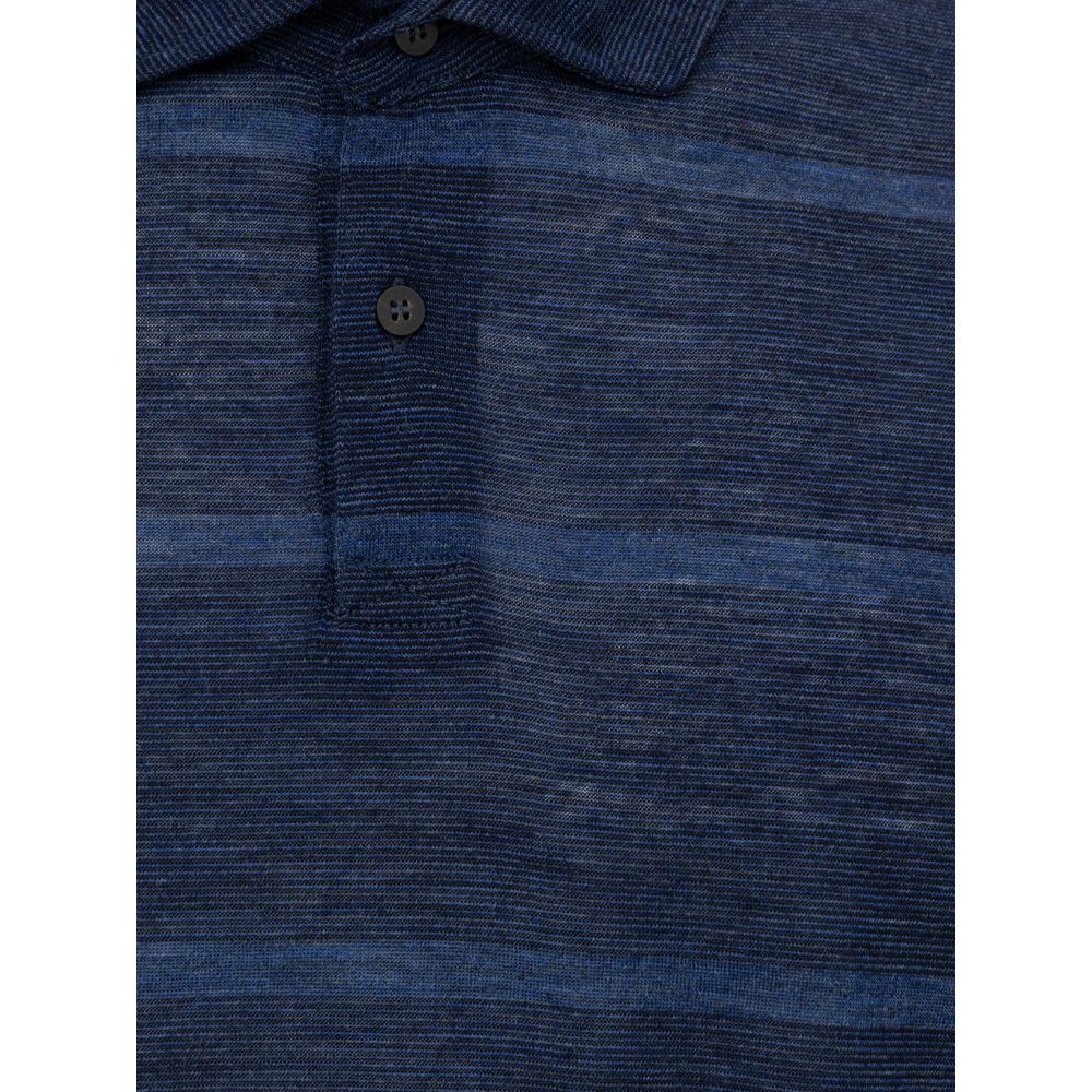 Corneliani Blue Wool Vergine Polo Shirt - IT50 | L