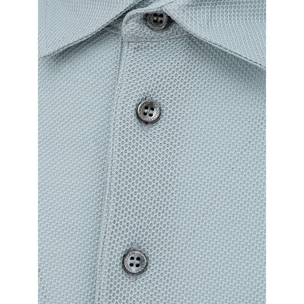 Corneliani Light Blue Cotton Polo Shirt