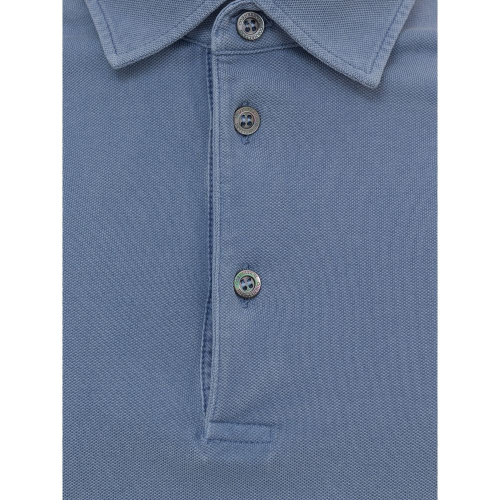 Corneliani Light Blue Cotton Polo Shirt - IT50 | L