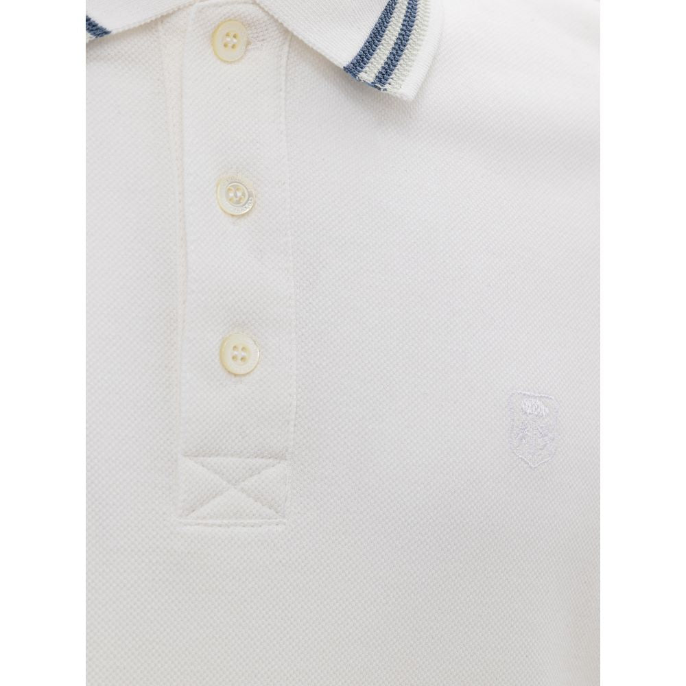 Corneliani White Cotton Polo Shirt - IT48 | M