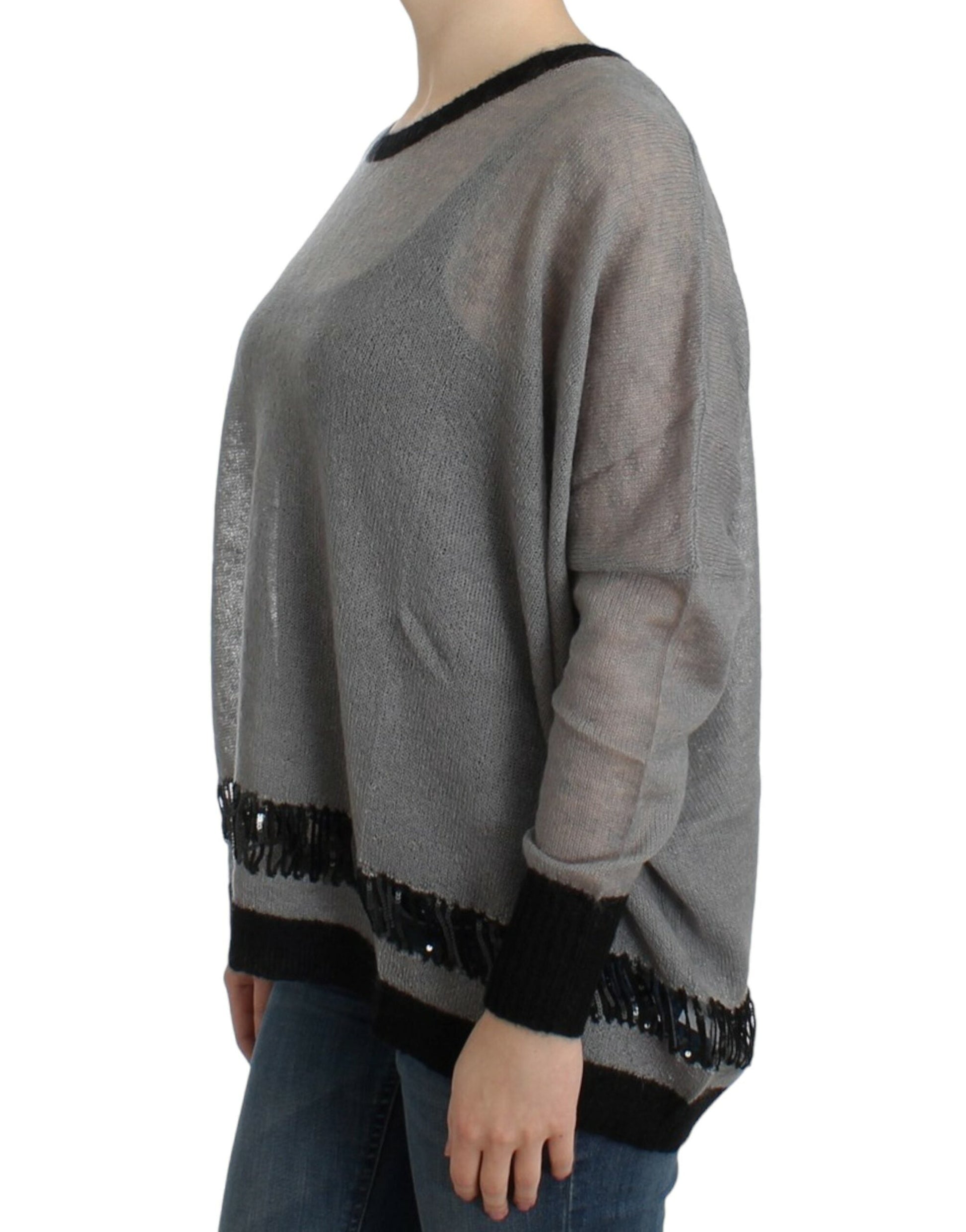 Costume National Chic Asymmetric Embellished Knit Sweater - L