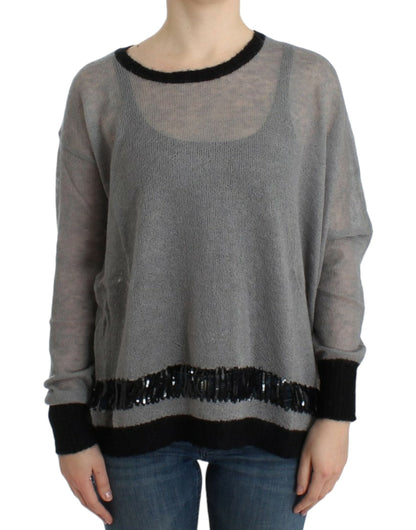 Costume National Chic Asymmetric Embellished Knit Sweater - L