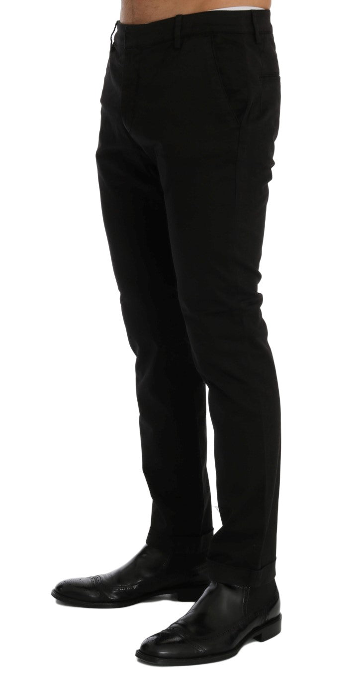 Costume National Chic Black Slim Fit Cotton Stretch Pants - IT46 | S