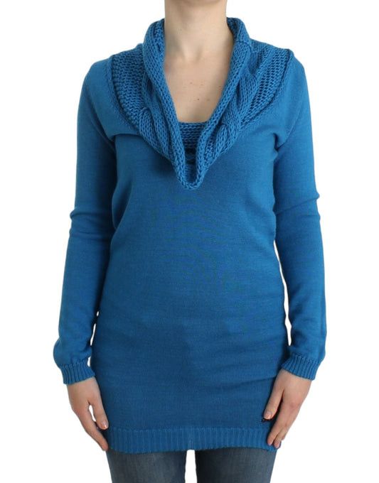 Costume National Chic Blue Scoop Neck Knit Sweater - M